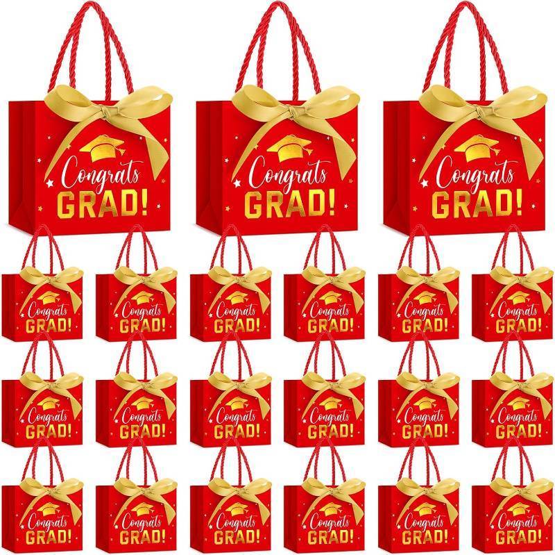 lot 11836 image: Jetec 45 Pack Graduation Gift Bags with Handle and Bow, 5.5 x 4.7 x 2.5 in