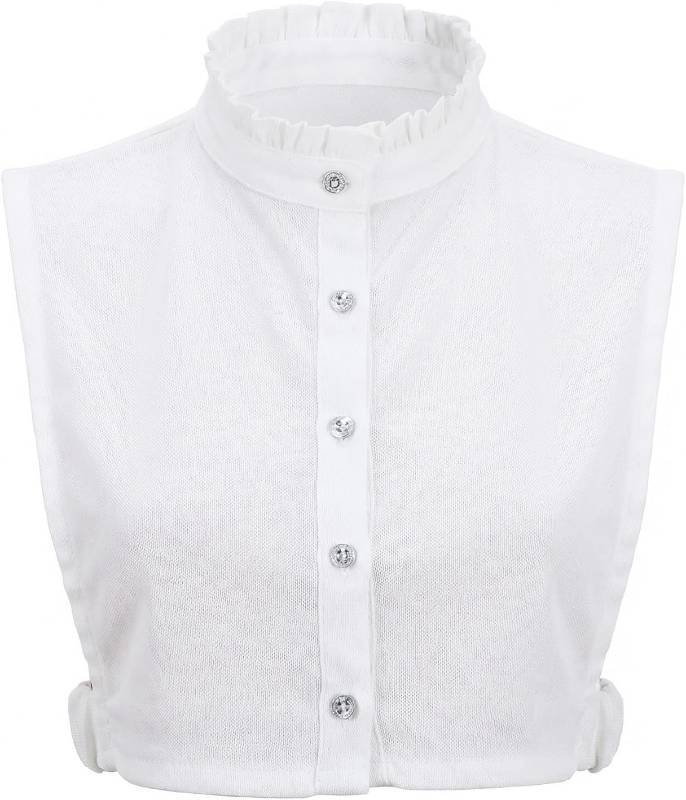 lot 11933 image: Xthrotsenk Fake Collars Dickey Collar Faux Ruffle Elastic Womens White XS