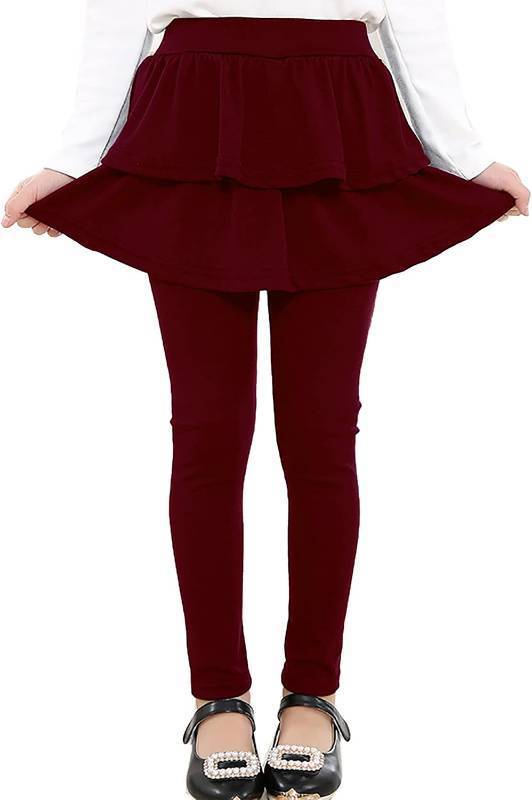 lot 12136 image: RieKet Girls School Uniform Pants Stretchy Athletic Leggings with Skirt 2-14