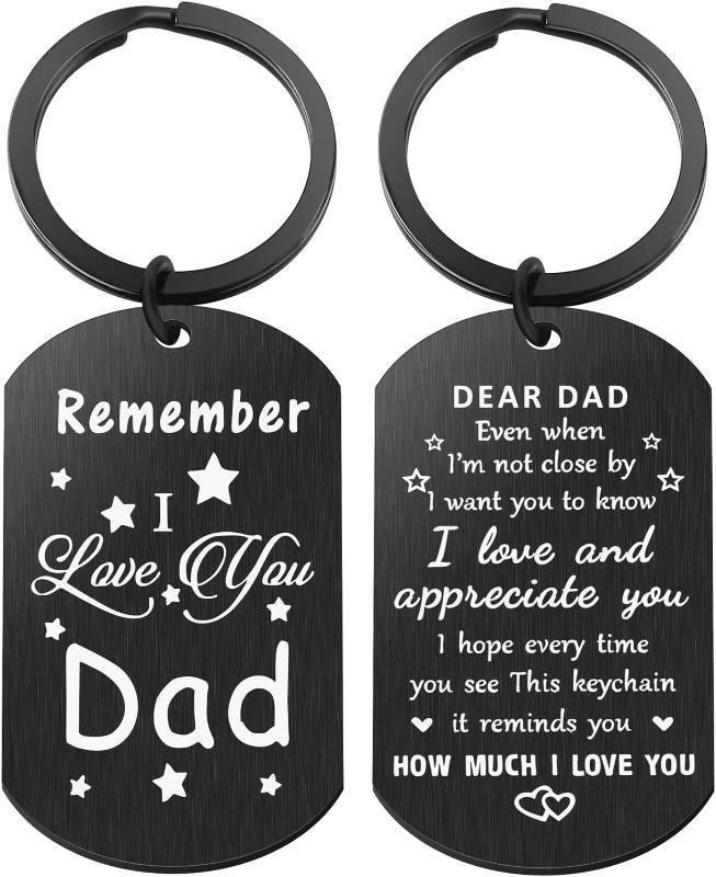 lot 9136 image: Fathers Day Gifts for Dad from Daughter or Son - I Love You Dad Keychain