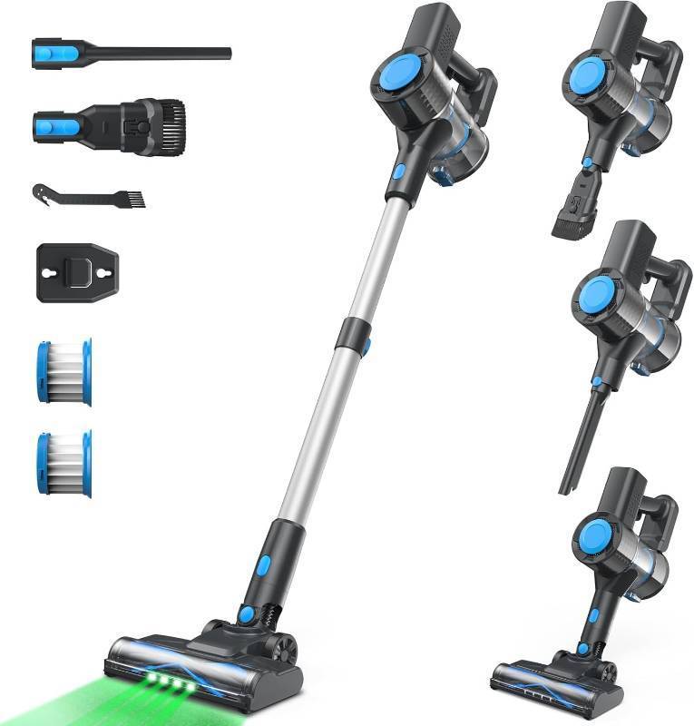 lot 20361 image: Cordless Vacuum Cleaner, Powerful Lightweight Stick Vacuum with Self-Standing, Anti-Tangle, 8-in-1 Rechargeable Vacuum Cleaners for Home, Hardwood Floors, Carpet, Pet Hair