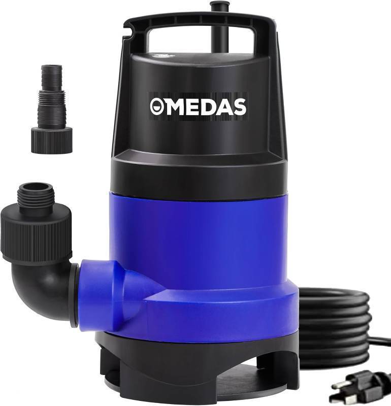 lot 20639 image: MEDAS 1HP 3434 GPH Sump Pump Submersible CleanDirty Water Pump Portable Utility Pump with 16.4ft Cord for Swimming Pool Garden Basement Tub Pond Draining