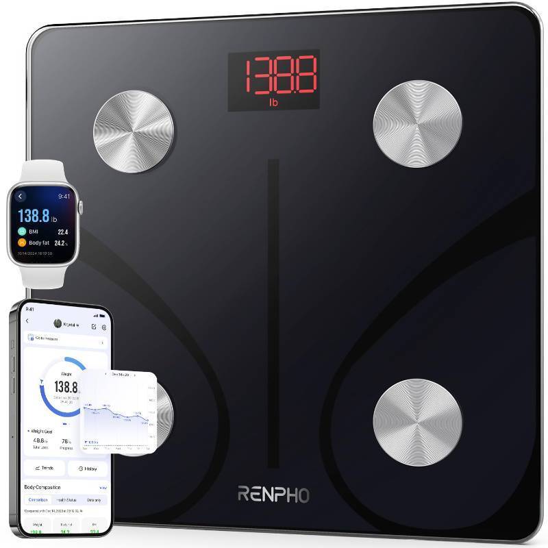 lot 22544 image: RENPHO Smart Scale for Body Weight, FSA&HSA Eligible, Bathroom Digital Scale with BMI, Body Fat, Bluetooth Fitness Equipment Sync with Apps, Accurate for Weight Loss, Home Use, 400 lbs - Elis 1