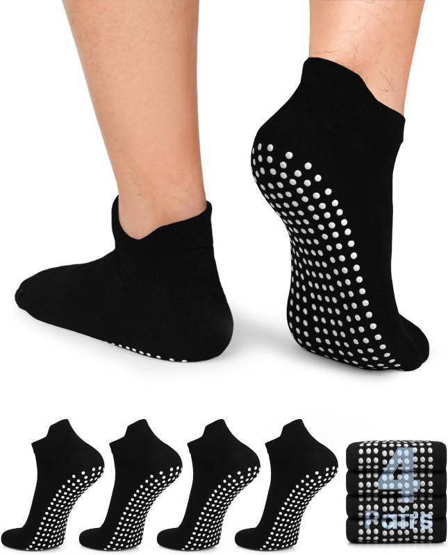 lot 27007 image: FuelMeFoot Mens Non Slip Yoga Socks with Grips Anti Slip Socks with Cushion for Hospital, Pilates, Fitness Grippy Socks