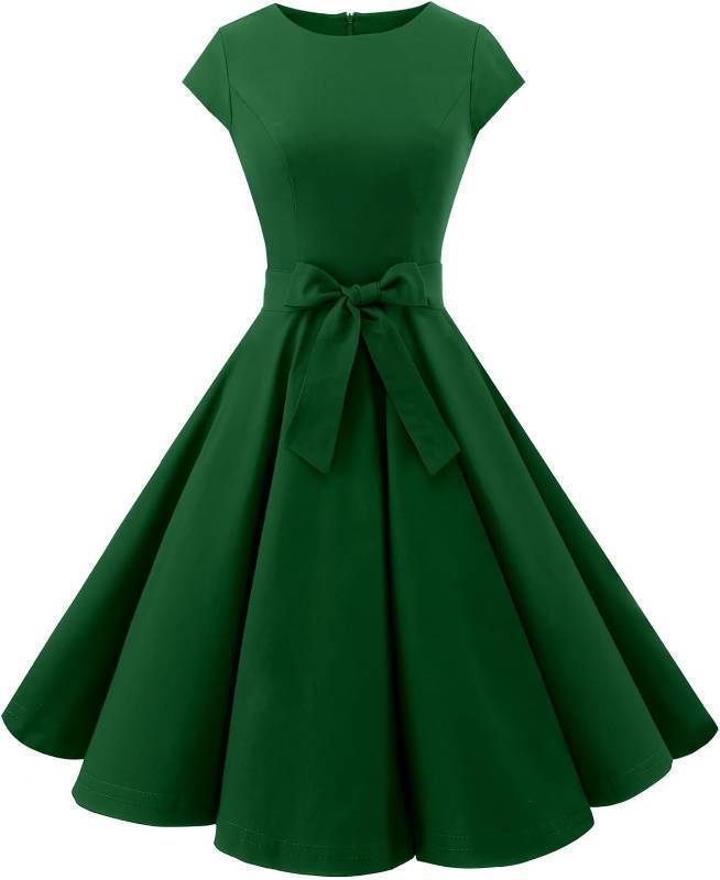 lot 27008 image: Dressystar Womens Vintage 1950s A Line Cocktail Prom Party Dress Retro Rockabilly Cap Sleeve Knee Length Swing Dresses Size Large