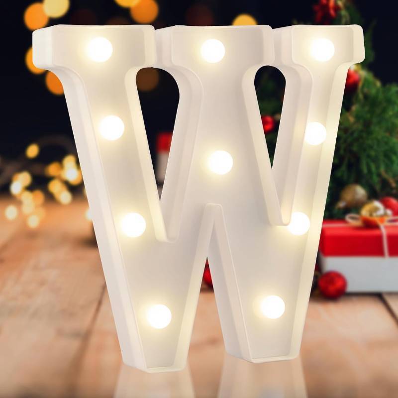 lot 22691 image: LED Marquee Letters, White 26 Alphabet Light Up Letters, Battery Powered LED Letter Lights for Birthday Party, Christmas Night, Home, Bar, Graduation, Wedding Decoration(W)