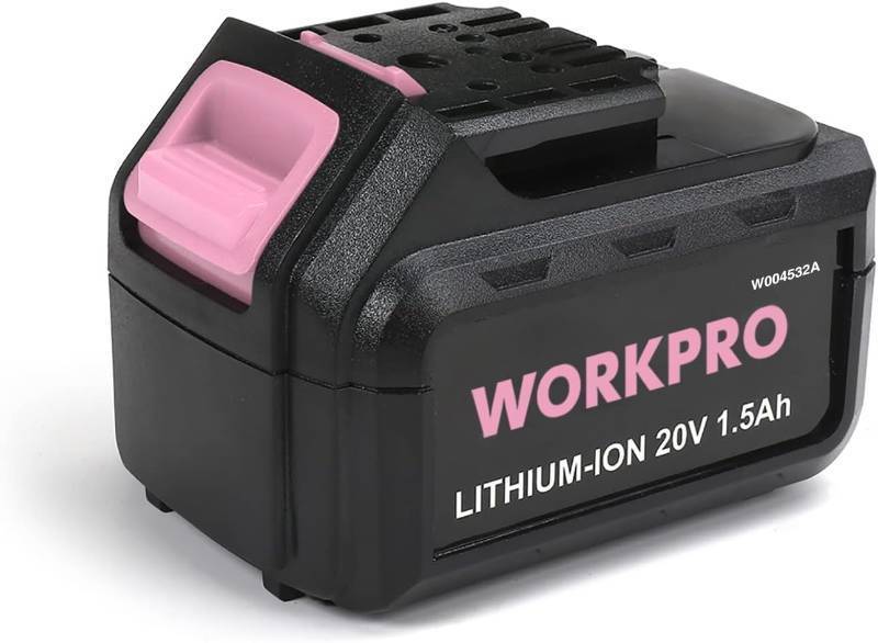 lot 22712 image: WORKPRO 20V Replacement Li-ion Battery for 20V Pink Cordless Drill Driver