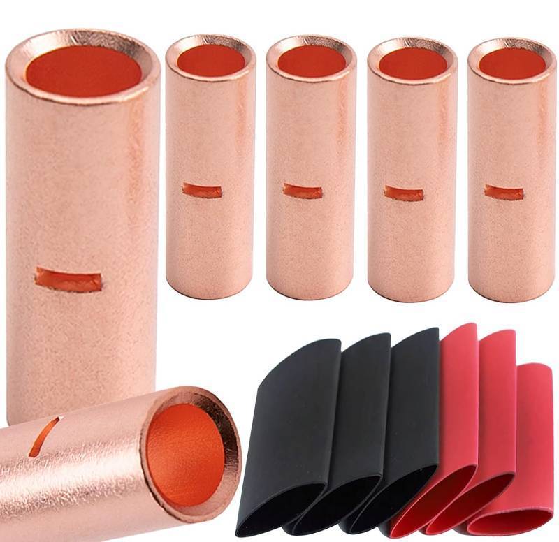 lot 18335 image: SVAAR 6 PCS 000 Gauge Non Insulated Butt Connectors 30 AWG Uninsulated Butt Splice Connectors Crimp Repair Butt Splices Kit Bare Pure Copper Seamless Barrel Splice Terminals & 6PCS 31 Heat Shrinks