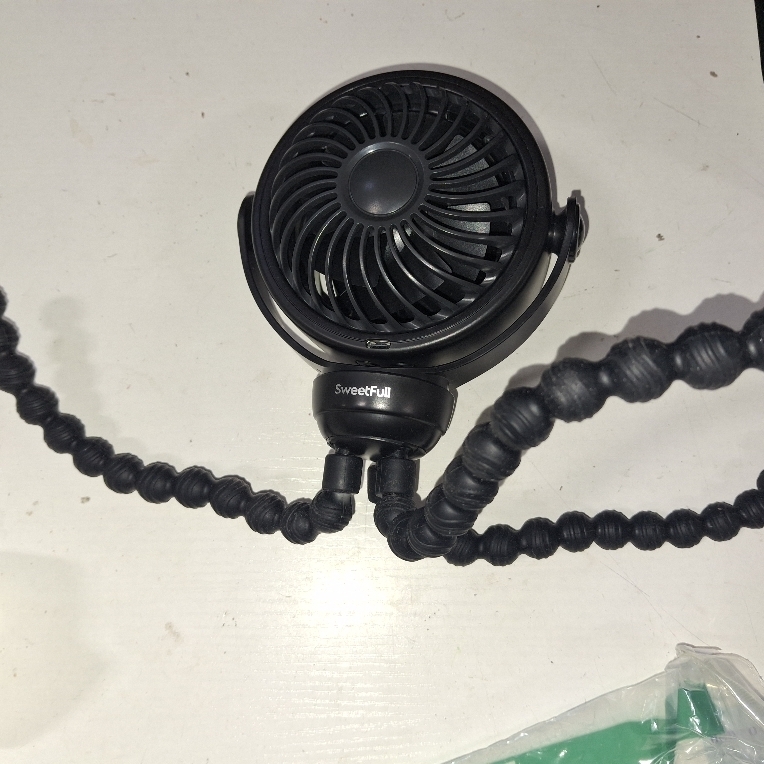 lot 18462 image: SWEETFULL Baby Stroller Fan - 4000mAh Rechargeable 4-Speed Quiet with LED Display & Night Light, Mini Portable 360  Clip On Safe Fan for Car Seat, Crib, Travel - Black