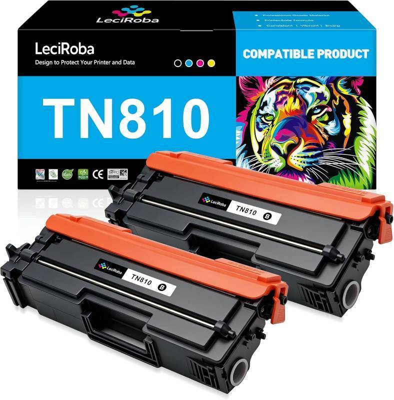 lot 18158 image: LeciRoba Compatible Toner Cartridge Replacement for Brother TN810BK TN810XLBK TN810 TN-810 BK for Brother MFC-L9610CDN HL-L9410CDN HL-L9430CDN HL-L9470CDN MFC-L9630CDN MFC-L9670CDN Printer (2-Black)