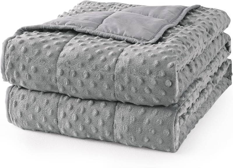 lot 22343 image: Mr. Sandman Weighted Blanket for Adults Queen Size 15 lbs, Soft Cooling Heavy Minky Blanket for Sleep, Washable Throw Blanket with Glass Beads, 60 x 80 Inches, Grey