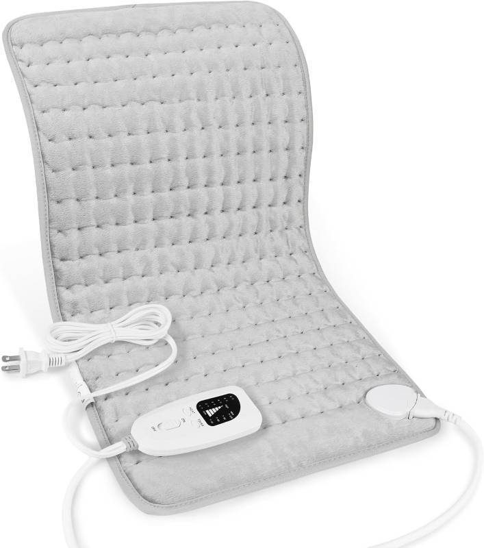 lot 22837 image: Deepsoon Heating Pad,Electric Heating Pads for Back,Neck,Moist Heating Pad for Abdomen Shoulder Knee Legs,DryMoist Heat&Auto Shut Off,Fathers Day Dad Gifts for Men Birthday,Light Gray,24x12 Inch
