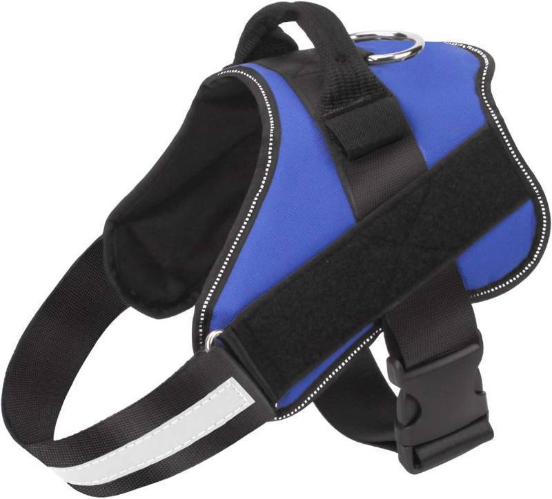 lot 18756 image: Dog Harness, No-Pull Reflective Dog Vest, Breathable Adjustable Pet Harness with Handle for Outdoor Walking - No More Pulling, Tugging or Choking (Blue, L)
