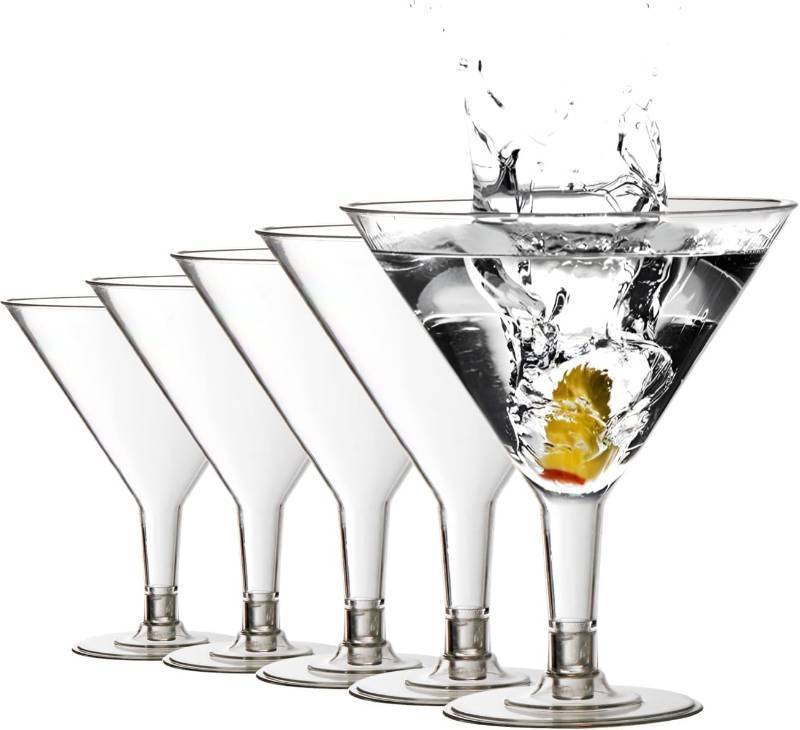 lot 18839 image: Youngever 12 Pack Plastic Cocktail Glasses, 8 Ounce Shatterproof Martini Cups, Reusable Cocktail Cups