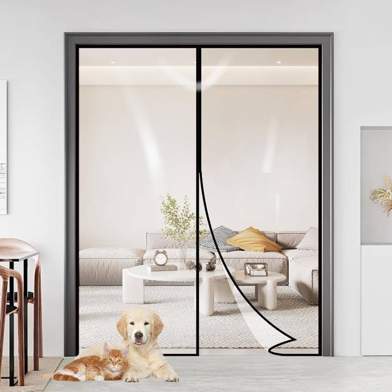 lot 18848 image: Transparent Insulated Door Curtain Skloopearg Magnetic Thermal Door Screen Auto Closer Fits Doors Up to 60 x 80, to Keep Warm in Winter Cool in Summer for Air Conditioner Room, Kitchen, Bedroom