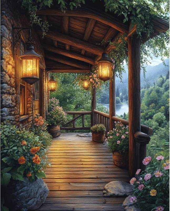 lot 1856 image: obterie Landscape Paint by Numbers Kit for Adults Beginner Garden Oil Painting Kit Adult Paint by Number Kits on Canvas DIY Painting for Beginners Art by Numbers for Gifts Home Wall Decor 16x20 Inch