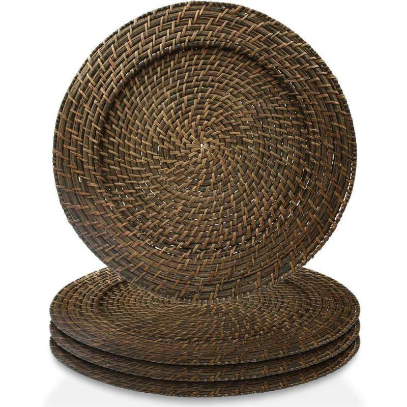 lot 38191 image: 13 in. D Round Rattan Charger (Set of 4)