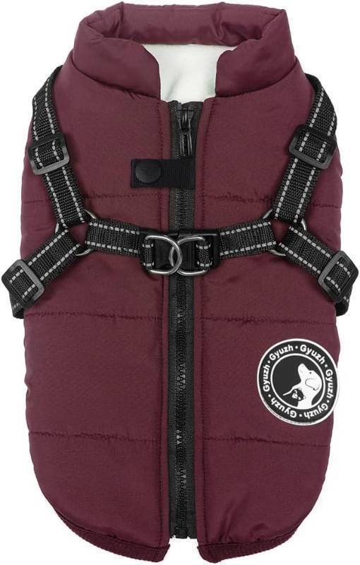 lot 41564 image: Gyuzh Dog Coat with Harness Puppy Coats Small Dog Harness Jacket Winter Waterproof Jackets Size XXL