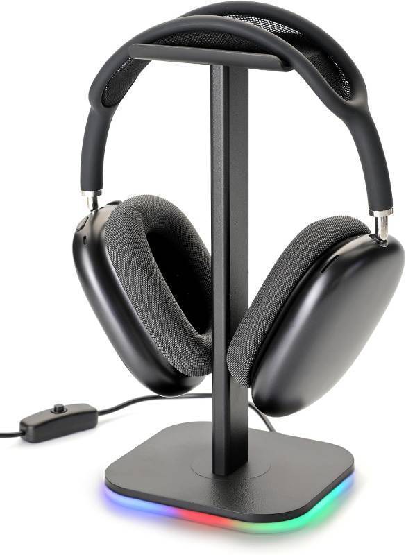 lot 43521 image: RGB Headphone Stand for Gaming   Modern Aluminum Headset Holder for Desk - Sleek Display for Over-Ear Headphones (Accessory ) Gift for Boys- (Black)