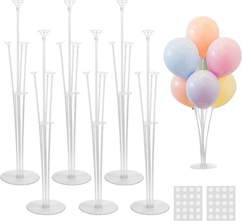 lot 17127 image: JOYYPOP 6 Sets Balloon Stand Kits, Balloon Sticks with Base Table Balloon Holders Centerpieces for Graduation Wedding Baby Shower Birthday Party Decorations