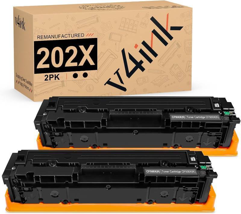 lot 26358 image: v4ink 4PK Compatible CF500A Toner Cartridge replace for HP 202A CF500A CF501A CF502A CF503A use with HP Color Laserjet Pro MFP M280 M254dw MFP M281dw M281cdw M281fdw printers