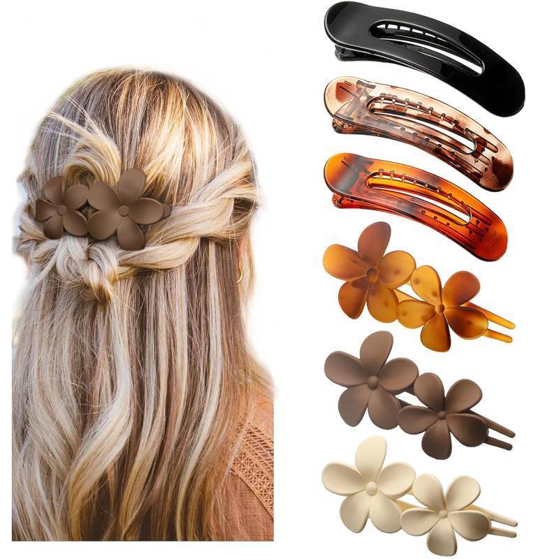 lot 26415 image: 6 PCS Flat Hair Clips, Lay Flat Claw Clips for Women Girls, 2 Styles Non-slip Hair Claws for All Hair Types,Comfortable Flat Clips for Lying and Driving(Tortoise)