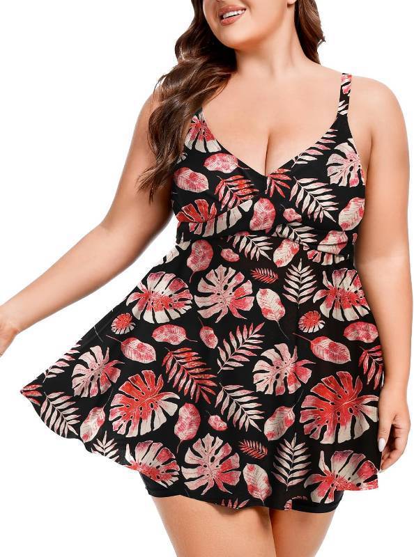 lot 26652 image: FOREYOND Plus Size Swimsuits for Women 2 Piece Flowy Tankini Bathing Swim Suits Swim Tank Tops with Boy Shorts Swimwear Size 2XL