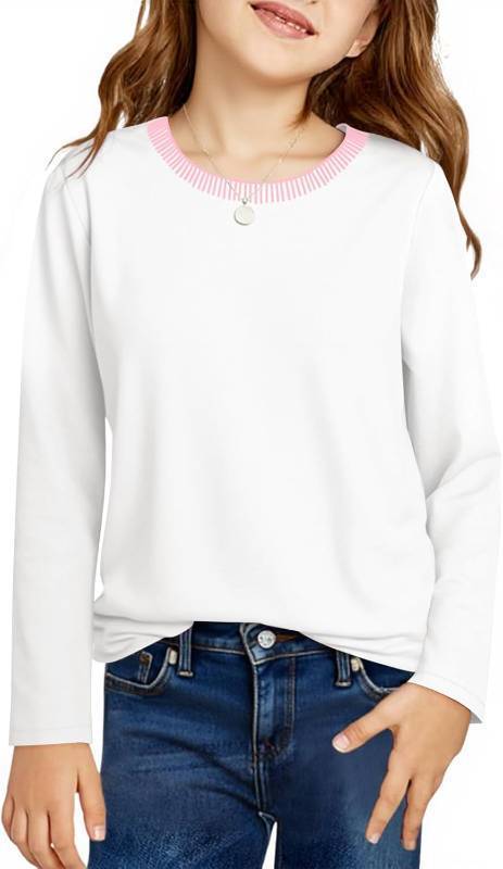 lot 26686 image: Haloumoning Girls Long Sleeve Shirts Kids Crewneck T-Shirts Tops Cute Fall Blouse Tees Size 14 Years