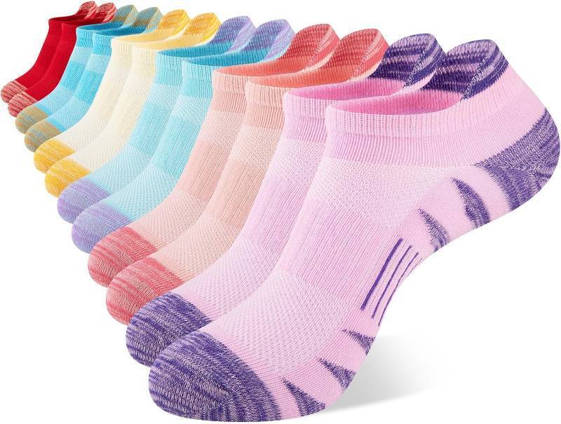lot 26532 image: Comfoex Girls Socks 12 Pairs Ankle Breathable Athletic Mesh Cotton Sports Socks For Little Big Kids 4-6 6-8 8-10 Years Old