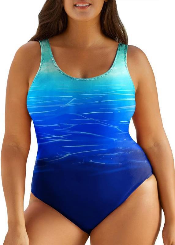lot 26584 image: Eytino Plus Size Swimsuit for Women Back Crisscross Sports Tummy Control One Piece Bathing Suits SIZE XL