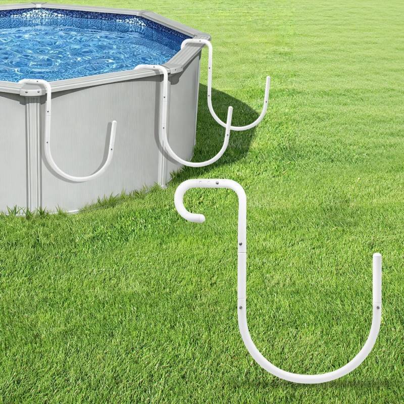lot 20299 image: 5-Pack Solar Cover Holder for Steel Wall Above Ground Pools, Heavy Duty Solar Saddle Hooks, No-Drill Adjustable Solar Blanket Storage Brackets, Fits 6-11 Top Rails