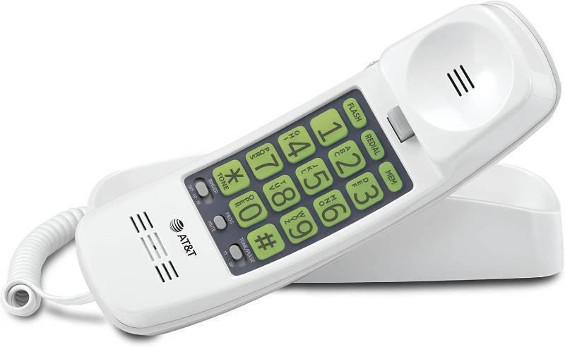 lot 20407 image: AT&T TRIMLINE 213 Corded Phone with Extra Big Buttons - Senior Friendly White Landline Phone, Visual Ringer, Lighted Keypad, Wall Mount, No AC Power Needed
