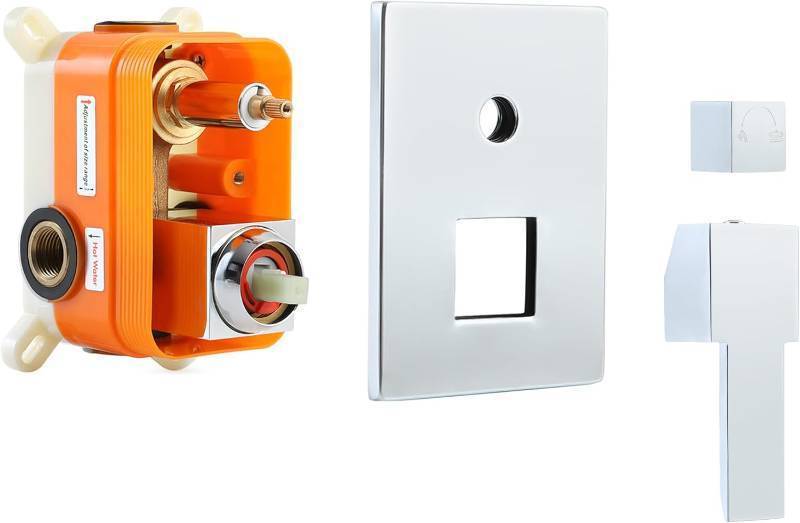 lot 20757 image: SKOWLL Shower Valve Kit 2 Way Bathroom Mixer Kit Wall Mount Shower Control Valve Single Handle with 2 Function cUPC Pressure Balance Kit, Polished Chrome