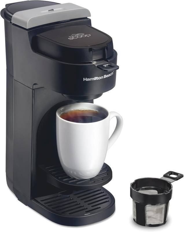 lot 21489 image: Hamilton Beach The Scoop Single Serve Coffee Maker & Fast Grounds Brewer for 8-14oz. Cups, Brews in Minutes, Black (47620), Next Gen