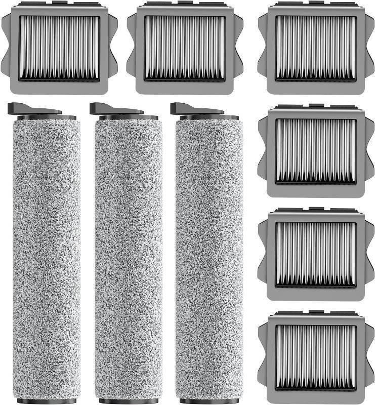 lot 22138 image: Nukisa Vacuum Mop Parts Compatible with Tineco Roller Brush Replacement, Suitable with ifloor 3 Series, Floor One S3 Series, iFLOOR 5 Breeze Complete, Set Includes 3 Roller Brushes and 6 Filters
