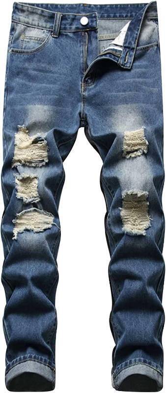 lot 27022 image: Boys Skinny Fit Ripped Destroyed Distressed Fashion Kids Denim Jeans Pants Size 12