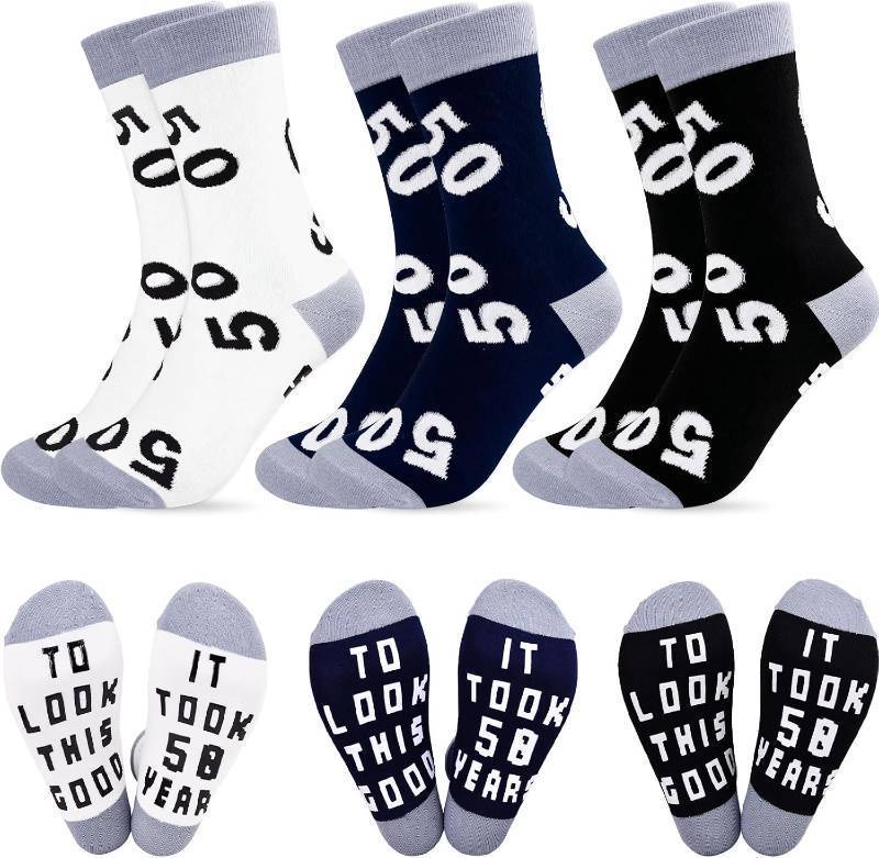 lot 26963 image: 40th 50th 60th Birthday Gifts for Man and Woman,Funny Crew Cotton Socks for 40th 50th 60th Birthday Decorations
