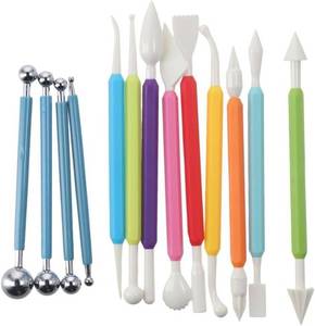 lot 2906 image: 13PCS DIY Fondant Tool Gum Paste Modeling Tools Cake Decorating Hand Tool Double Head Metal Ball Modeling Tools