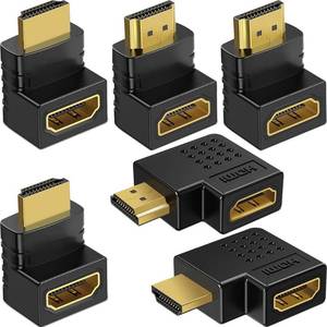 lot 2928 image: 6 Pack HDMI 2.0 Male to Female Angled Adapter Left Right Up Down 90 270 Degree Right Angle HDMI Cable Connector Gold Plated 3D 4K Supported