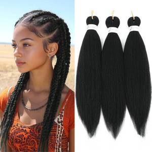 lot 2935 image: Alileona Braiding Hair Pre Stretched 16inch Pre Stretched Braiding Hair Extensions, Professional Hot Water Setting Perm Yaki Texture Prestretched Braiding Hair(1B#-3PCS)