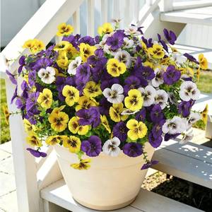 lot 2942 image: Artificial Flowers 12 Pcs Fake Pansy for Outdoors Spring Summer Decor  Faux Silk Pansies Mix Colors Lifelike Floral for Outside Planter Pot Porch Yard Patio Front Door Window