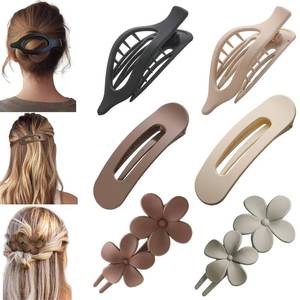 lot 3876 image: 6 Pack Large Flat Claw Clips for Women, French Matte Non Slip Flat Hair Clips, 3 Styles Strong Hold Side Slide Barrettes for Thick Thin Fine Hair, Duckbill No Crease Hair Accessories (Black&White)