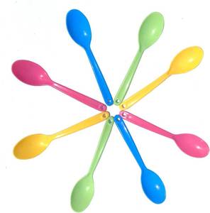 lot 3878 image: 12 large colored plastic spoons Four colors Long and thickened Taster Spoons Multi-Color,Ice Cream Spoons Dessert Spoons for Food Trucks,Picnic Parties and Events