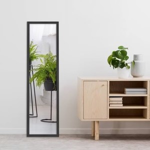 lot 3899 image: 13.5 x 49.5 Framed Door Mirror Black - Room Essentials Modern Style, Polystyrene Frame, No Assembly Required