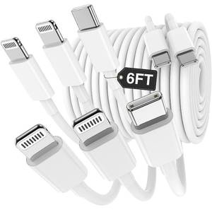 lot 3907 image: Hzevn 3 in 1 Multi i-Phone Charger Cable 6FT, USB C to Lightning Cable with 3 Ports for iPhone 161514131211 Pro MaxXSXR8 & iPad ProMini,Apple Fast Charging Cord (2-Pack, White)