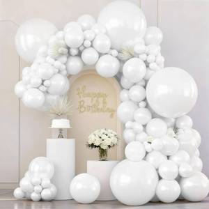 lot 3912 image: White Balloon Arch Kit, 133pcs Matte White Latex Balloons in 36in,18in,12in,10in,5in Different Sizes for Birthday Party Bridal Showers Engagement Wedding Anniversary Decorations.