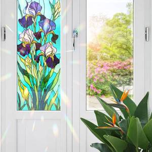 lot 3915 image: Decorative Iris Stained Glass Window Film, Iris Stained Glass Window Film for Bathroom Shower Door Heat Anti UV