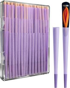lot 3932 image: 80 Pack Pre Rolled Cones Rolling Papers, King Size Cones Rolling Paper Pack with Paper Loader, Slow-Burning Bulk Rolling Papers Kit