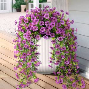 lot 3944 image: Hommyea Artificial Fake Flowers Plants for Outdoors Silk Hanging Home Decor  UV Resistant No Fade looks real Faux 2PCS Daisy Flower with Eucalyptus Leaves for Spring Decor Planters Patio Yard Garden