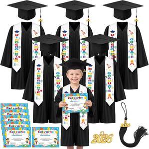 lot 3972 image: 6 Set Kindergarten Graduation Cap and Gown Set, Preschool Graduation Outfit with 2026 Tassels, Certificates and Sashes